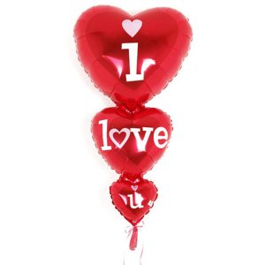 Toptan I Love You 3'Lü Dikine Kalp Folyo Balon