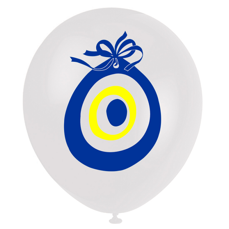 Toptan Nazar Boncuğu Baskılı Beyaz Balon