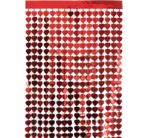 Toptan Kırmızı Kalpli Kapı-Duvar Fon Perdesi