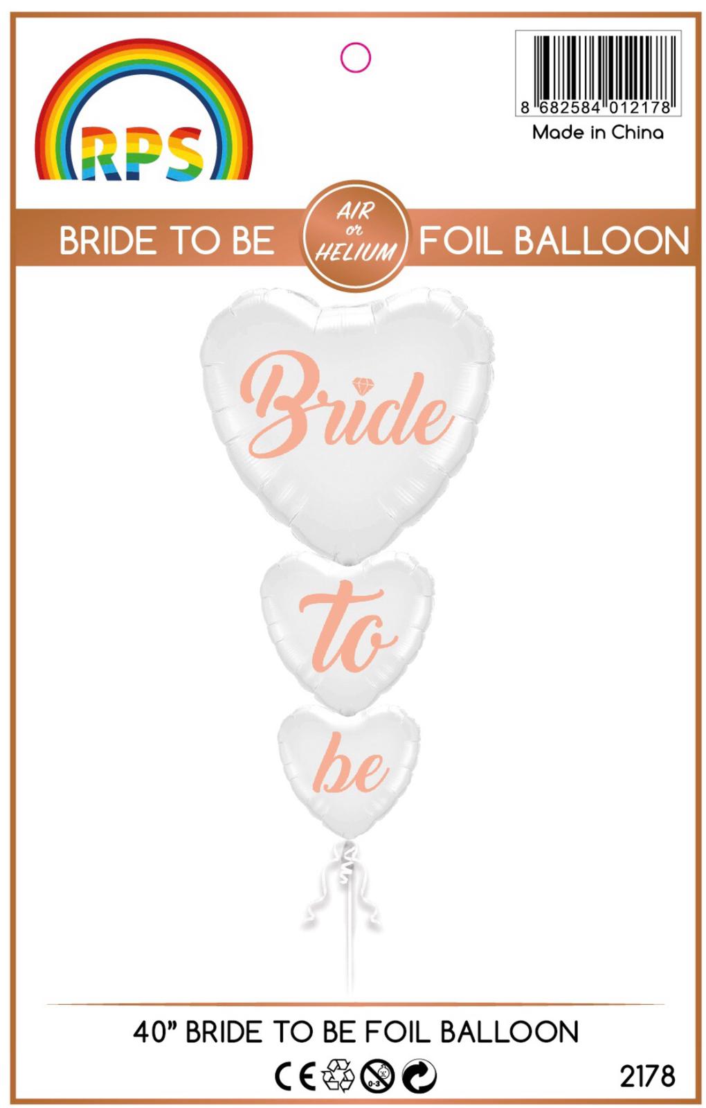 Toptan Bride To Be 3'Lü Kalp Set Folyo Balon - Görsel 2