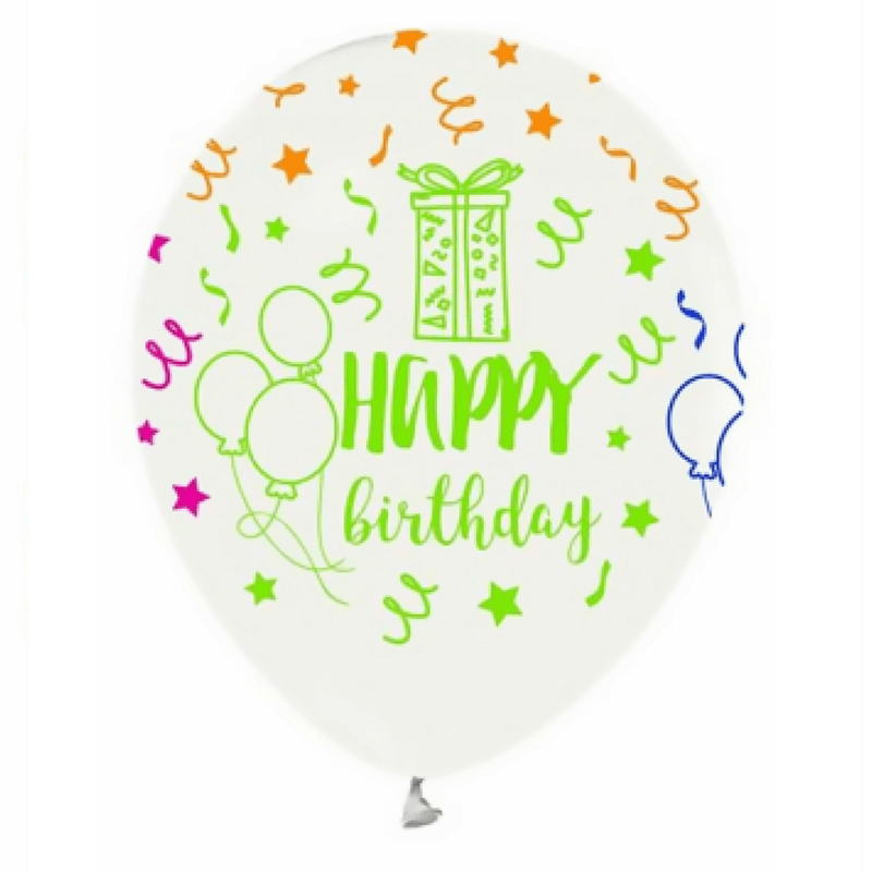 Toptan Beyaz Happy Bırthday Baskılı Balon