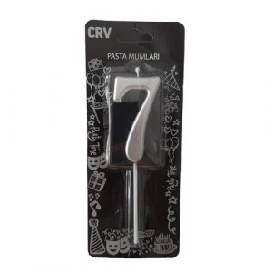 Toptan Gümüş Yaldız Küçük Boy Mum 7 Rakamı