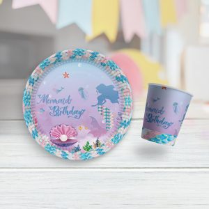 Toptan Deniz Kızı Karton Tabak Bardak Seti