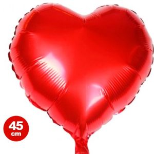 Toptan (Kartelasız) Kırmızı Kalp Folyo Balon 45 Cm 18 İnç