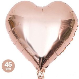 Toptan (Kartelasız) Rose Gold Kalp Folyo Balon 45 Cm 18 İnç