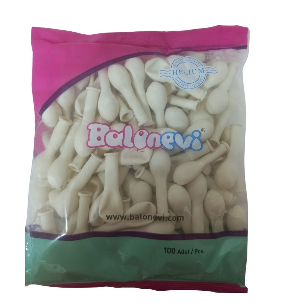 Toptan Balon Evi 5 inç Beyaz Pastel Balon 100 Adet 