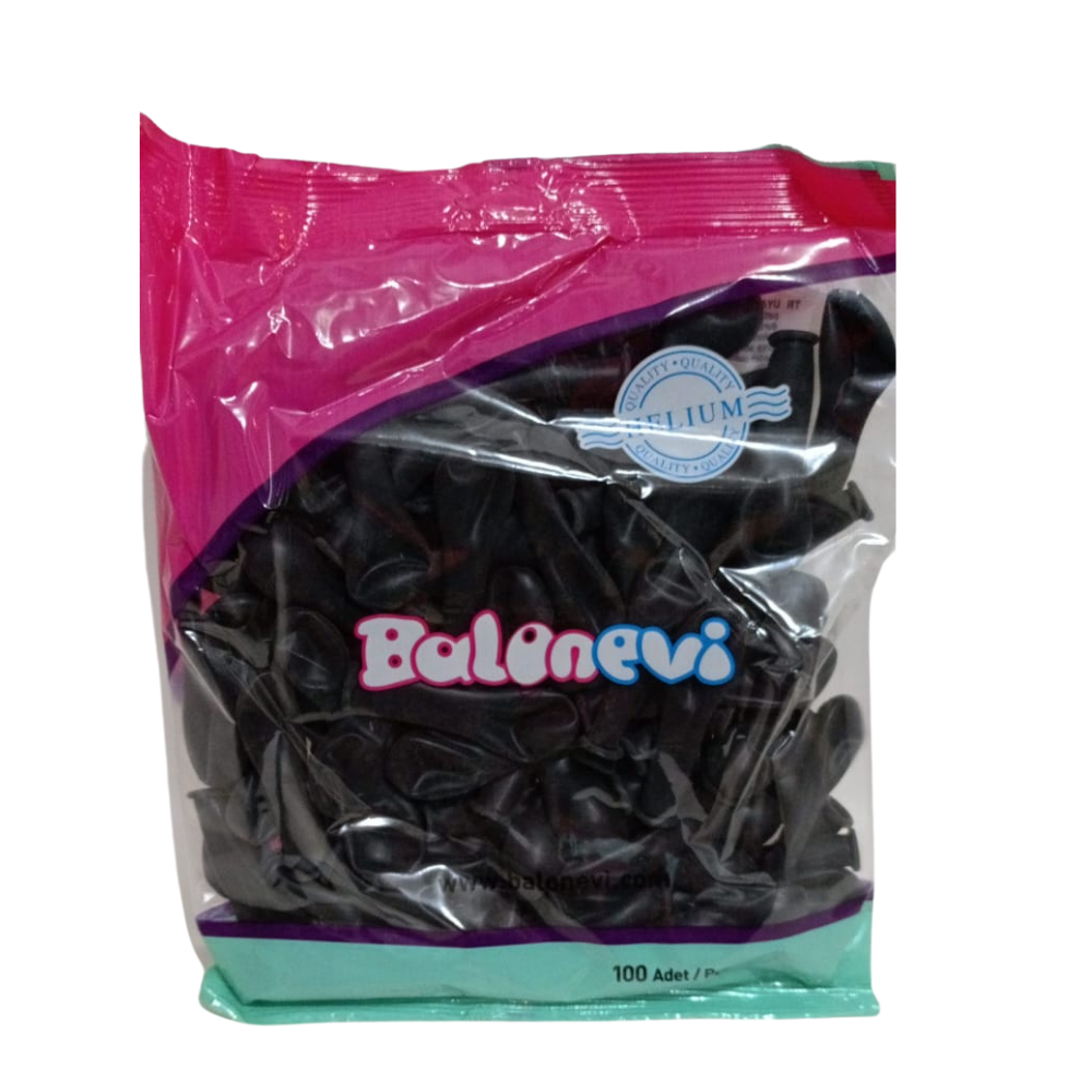 Toptan Balon Evi 5 inç Siyah Pastel Balon 100 Adet