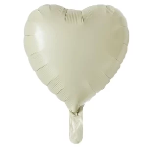 Toptan Kartelasız Krem Retro Saten Kalp Folyo Balon