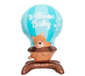 Toptan Welcome Baby Mavi Ayaklı Folyo Balon