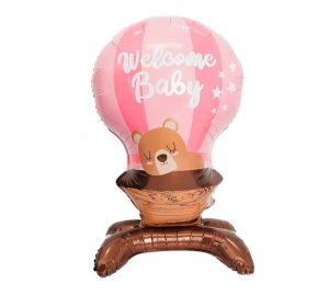 Toptan Welcome Baby Pembe Ayaklı Folyo Balon
