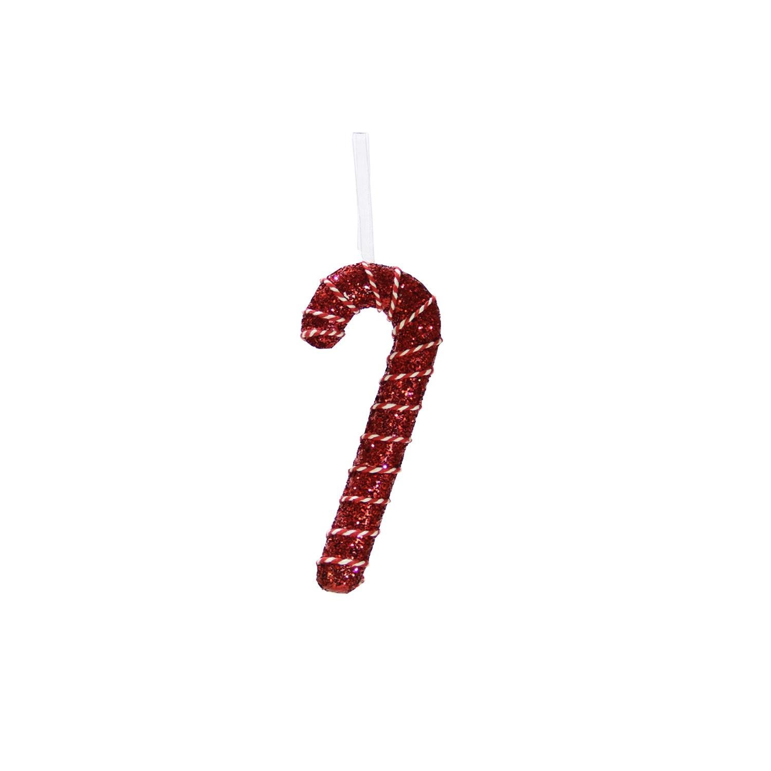 Toptan Yılbaşı Süsü İpli Baston Şeker Kırmızı 17 cm