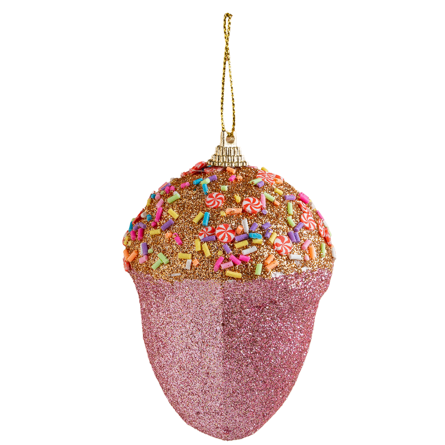 Toptan Yılbaşı Süsü Meşe Palamudu Pembe 8 Cm