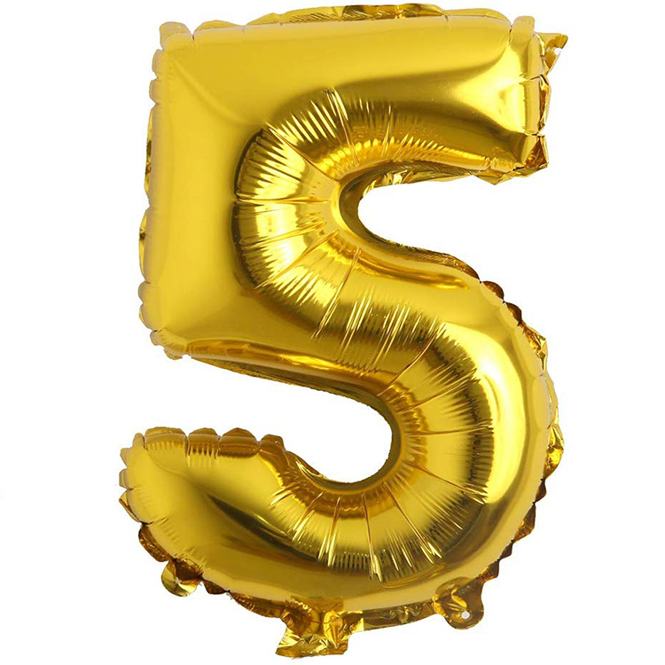 Toptan 5 Rakam İthal 16 İnç Gold Altın Folyo Balon