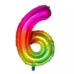 Toptan 6 Rakam İthal 34 İnç Gökkuşağı Folyo Balon