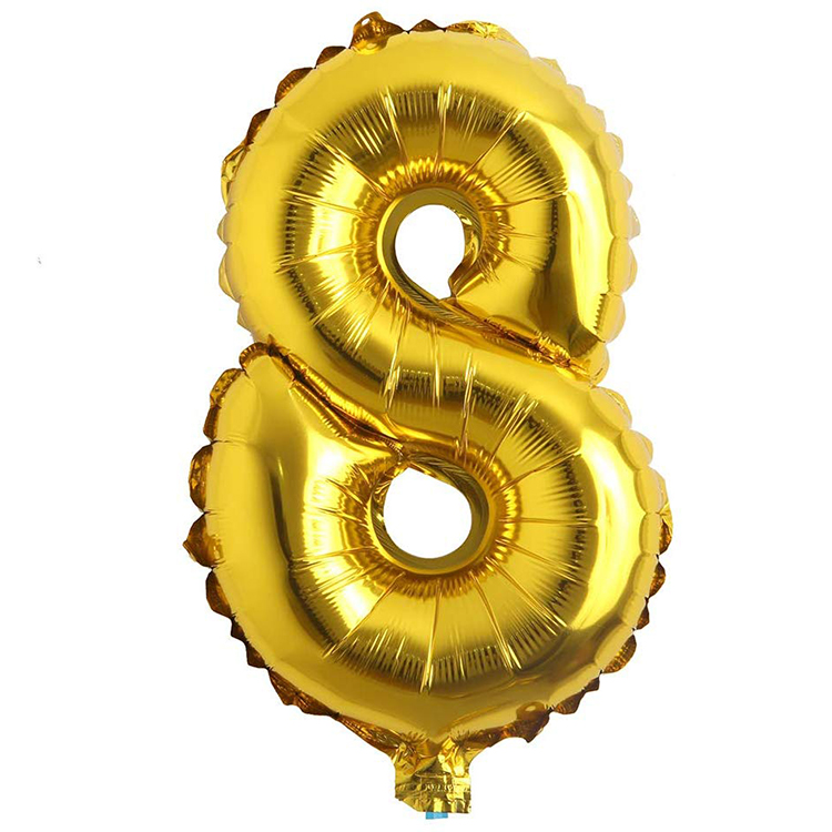 Toptan 8 Rakam İthal 16 İnç Gold Altın Folyo Balon
