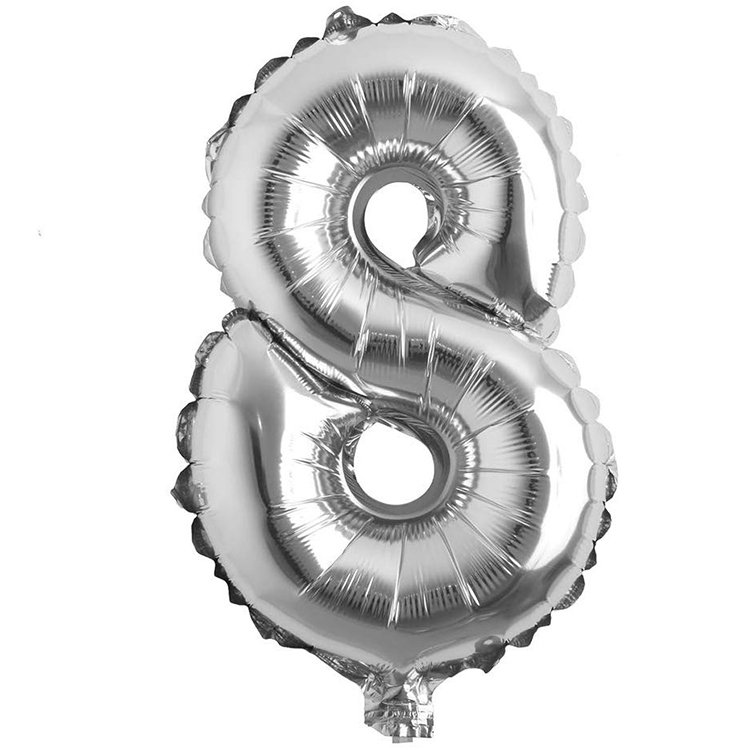 Toptan 8 Rakam İthal 16 İnç Gümüş Folyo Balon
