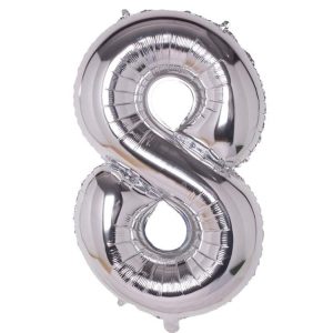 Toptan 8 Rakam İthal 34 İnç Gümüş Folyo Balon