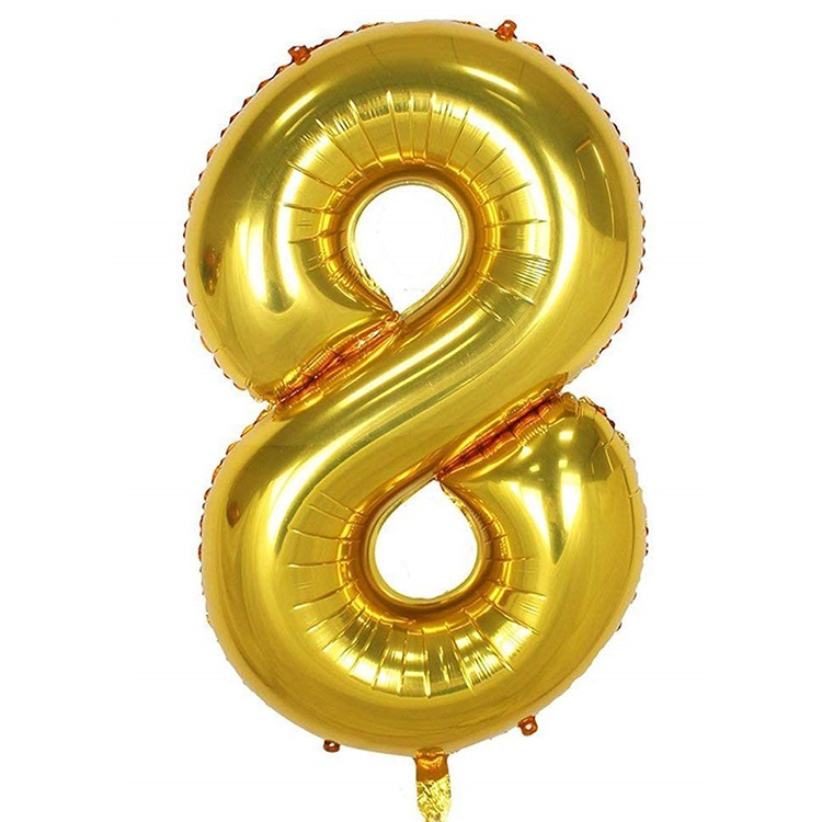 Toptan 8 Rakam İthal 40 İnç Gold Altın Folyo Balon