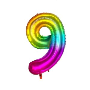 Toptan 9 Rakam İthal 34 İnç Gökkuşağı Folyo Balon