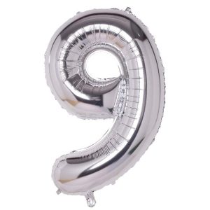 Toptan 9 Rakam İthal 34 İnç Gümüş Folyo Balon
