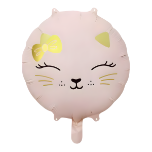 Toptan Yuvarlak Retro Pembe Kedi Folyo Balon