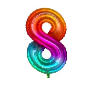 Toptan 8 Rakam İthal 34 İnç Gökkuşağı Folyo Balon
