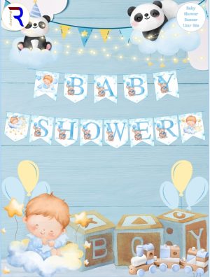 Toptan Baby Shower Mavi Dekor Banner Uzar Süs