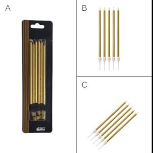 Toptan Gold Altın Metalik Mum 15 Cm 6’lı