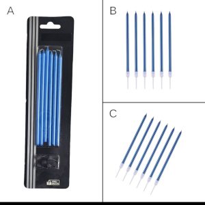 Toptan Mavi Metalik Mum 15 Cm 6’lı