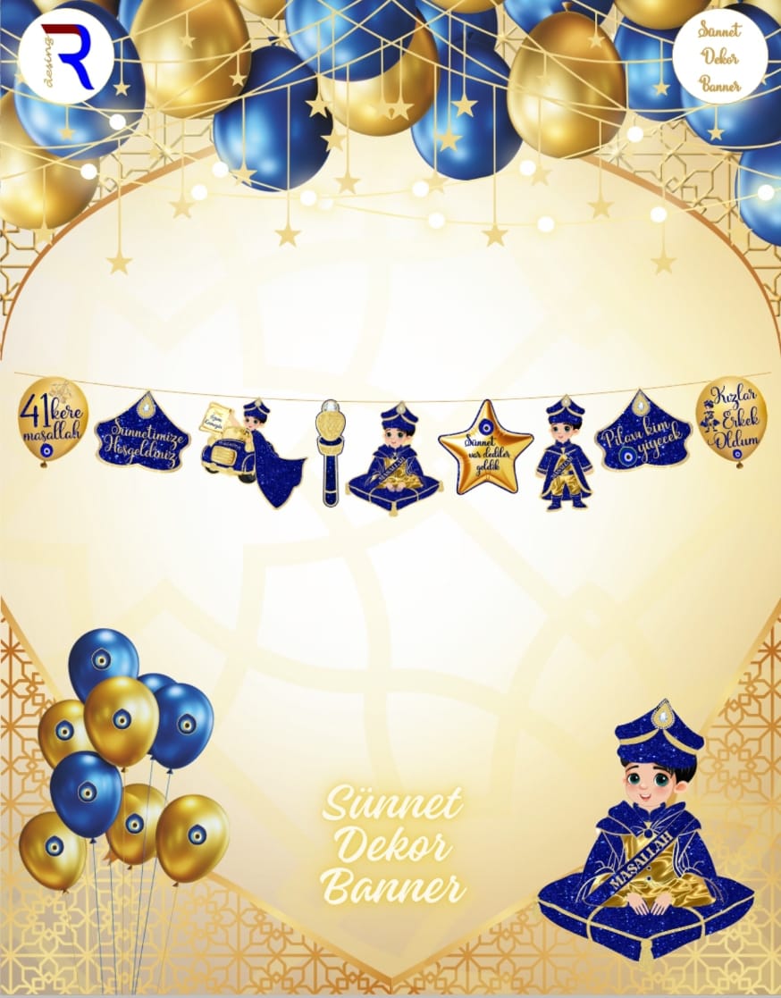 Toptan Sünnet Gold Dekor Banner