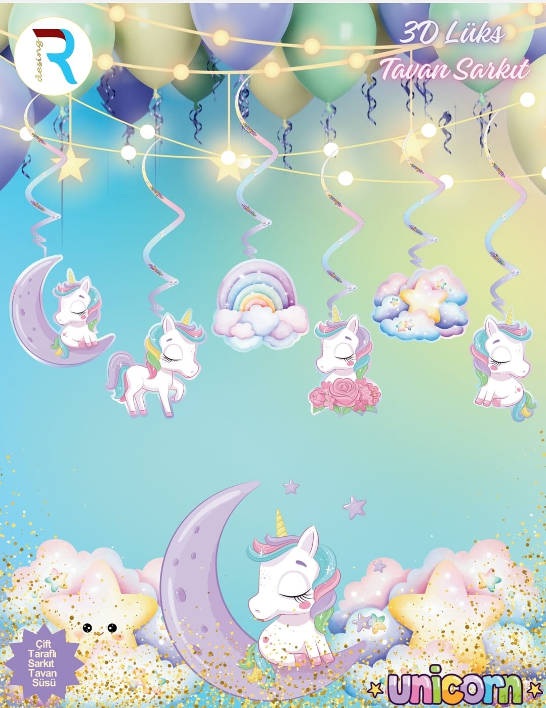 Toptan Unicorn 3D Lüks Tavan Sarkıt Süs