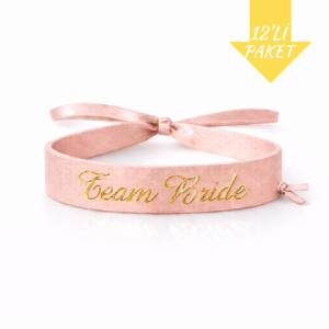 Toptan Deri Bride Nedime Bileklik Pembe Gold