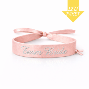 Toptan Deri Bride Nedime Bileklik Pembe Gümüş