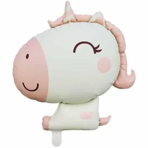 Toptan Retro Pembe Unicorn Kafa Folyo Balon