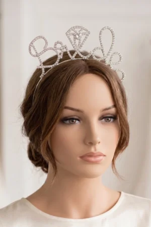 Toptan Bride El Yazısı Gümüş Yüzüklü Lüks Taşlı Taç