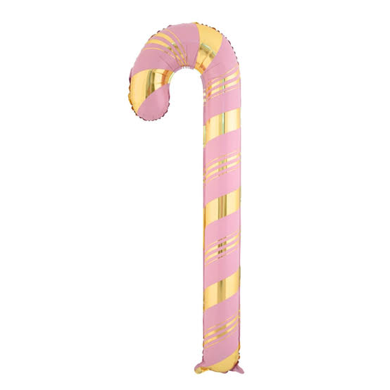 Toptan Yılbaşı Pembe Gold Baston Folyo Balon