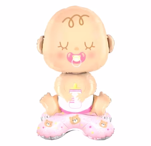 Toptan Ayaklı Pembe Bebek Folyo Balon