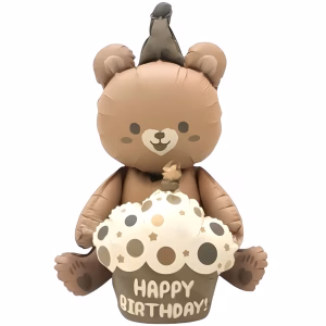 Toptan Kahverengi Pastalı Retro Ayı Folyo Balon