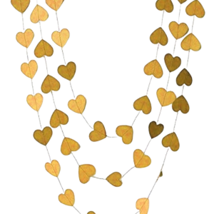 Toptan İpe Dizili Gold Kalpli Uzar Süs 4 Metre
