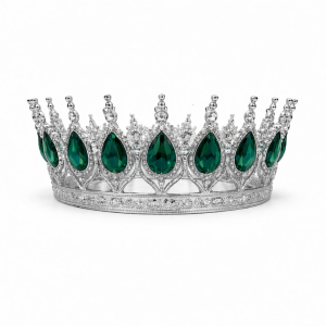 Toptan Gümüş Yeşil Tam Tur Pasta Tacı