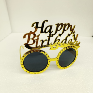 Toptan Happy Birthday Gold Gözlük