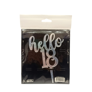 Toptan Hello 18 Pasta Üzeri Gümüş Pleksi Pasta Süsü