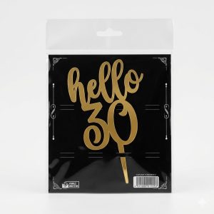 Toptan Hello 30 Pasta Üzeri Gold Pleksi Pasta Süsü