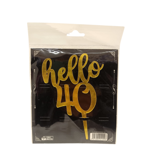 Toptan Hello 40 Pasta Üzeri Gold Pleksi Pasta Süsü