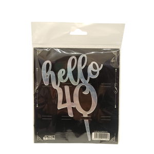 Toptan Hello 40 Pasta Üzeri Gümüş Pleksi Pasta Süsü