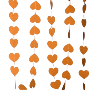 Toptan İpe Dizili Rose Gold Kalpli Uzar Süs 4 Metre