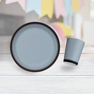 Toptan Retro Fırtına Mavisi Karton Tabak Bardak Seti 8 Kişilik Royal Party İstoç Tahtakaledenal